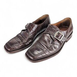 Navarro Men's Croc-Embossed Monk Strap Loafers Size 7.5